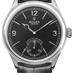 1908 18k White Gold Black Leather Strap Men's Watch 52509-0002