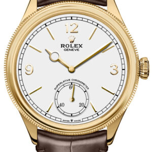 1908 Solid 18k Yellow Gold Brown Leather Strap Men's Watch 52508-0006