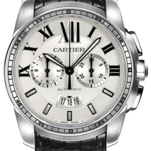 calibre de cartier 42mm silver dial mens watch w7100046