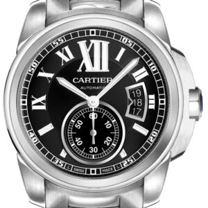 calibre de cartier black dial mens watch w7100016