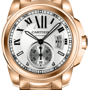 calibre de cartier solid 18k rose gold mens watch w7100018