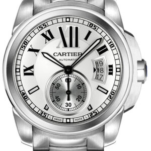 calibre de cartier stainless steel mens watch w7100015