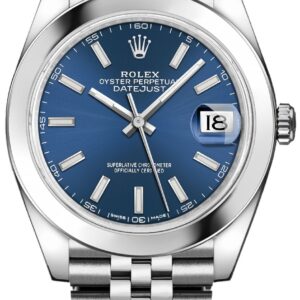 Datejust 41 Blue Dial Domed Bezel Oystersteel Men's Watch 126300-0002