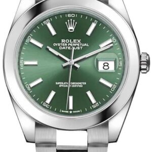 Datejust 41 Mint Green Dial Smooth Bezel Men's Watch 126300-0019