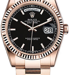 Day-Date 36 Black Dial Gold Watch 118235-0059