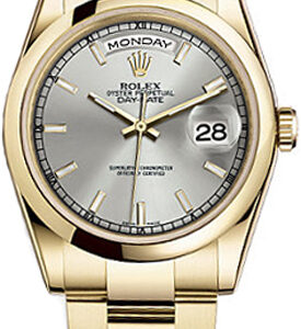 Day-Date 36 Silver Dial Gold Watch 118208-0106