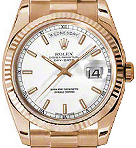 Day-Date 36 White Dial 18K Rose Gold Watch 118235