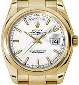 Day-Date 36 White Dial Gold Watch 118208-0112