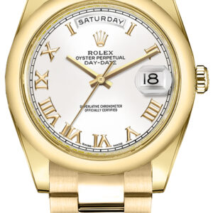 Day-Date 36 White Roman Numeral Yellow Gold Watch 118208-0087