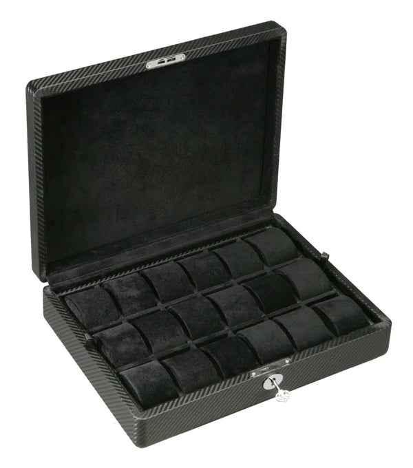 diplomat 18 piece carbon fiber watch box with removable tray diplomat 18 piece carbon fiber watch box with removable tray