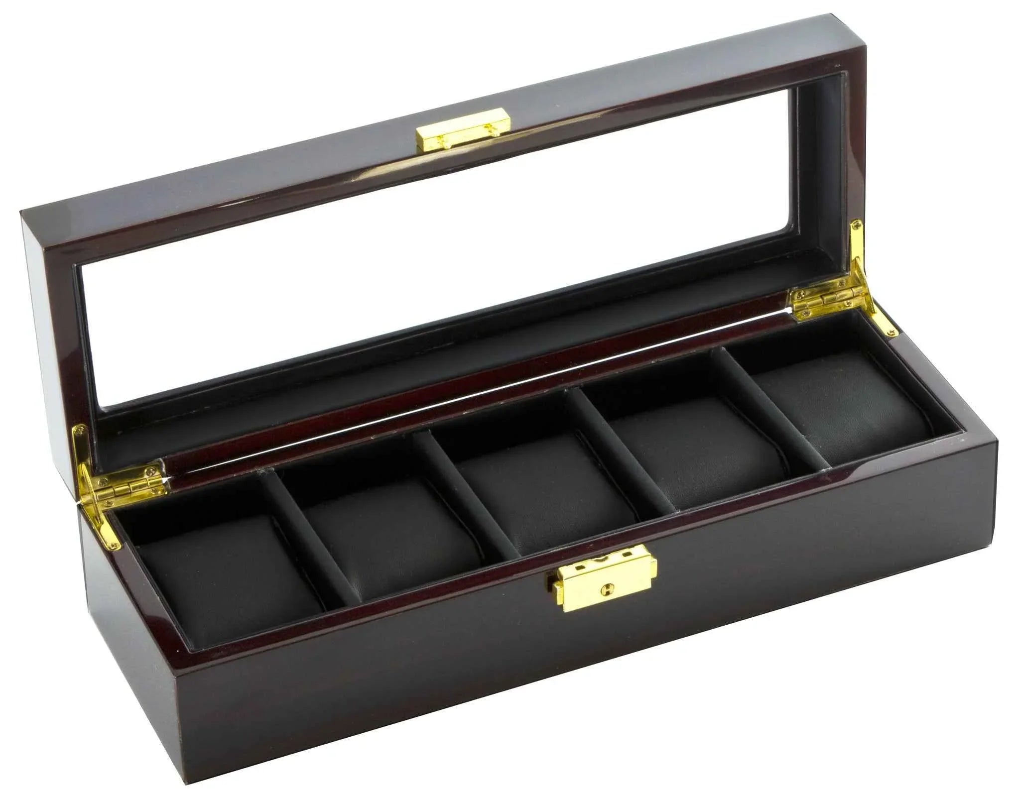 diplomat 5 piece glossy ebony wood watch box diplomat 5 piece glossy ebony wood watch box