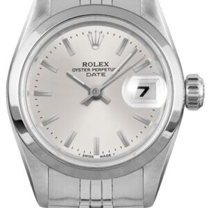 Oyster Perpetual Date 26 Silver Dial Smooth Bezel Women's Watch 69160