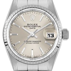 Oyster Perpetual Date Silver Dial Stainless Steel Women's Watch 69240