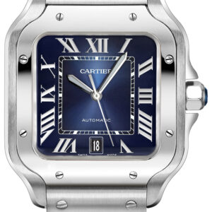 santos de cartier blue dial mens watch wssa0013