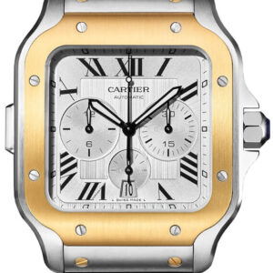 santos de cartier chronograph gold steel mens watch w2sa0008