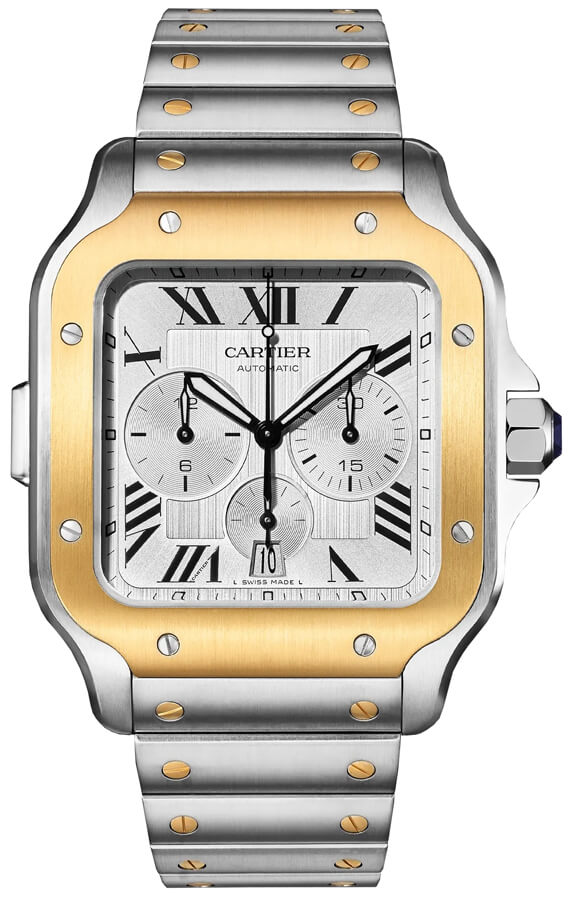 santos de cartier chronograph gold steel mens watch w2sa0008 santos de cartier chronograph gold steel mens watch w2sa0008