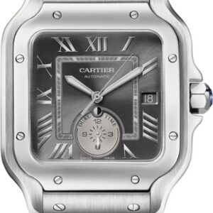 santos de cartier large model grey dial stainless steel mens watch wssa0076