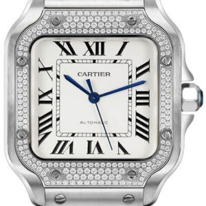 santos de cartier medium diamonds womens watch w4sa0005