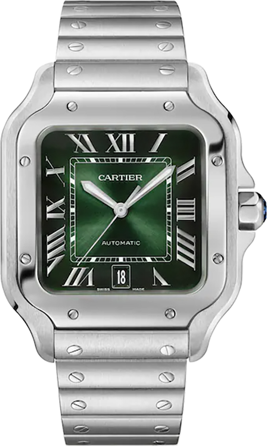 santos large stainless steel green dial mens watch wssa0062 santos large stainless steel green dial mens watch wssa0062
