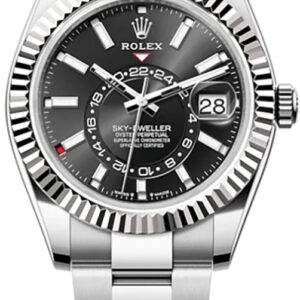 Sky-Dweller 18k White Gold Fluted Bezel Men's Watch 336934-0007