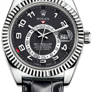 Sky-Dweller Black Dial White Gold Men's Watch 326139-0003