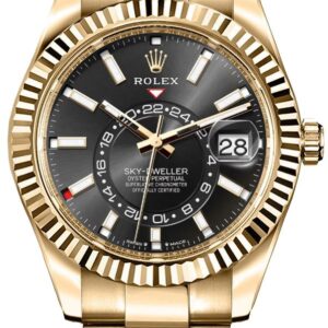 Sky-Dweller Bright Black Dial 18k Yellow Gold Men's Watch 336938-0002