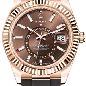 Sky-Dweller Chocolate Dial 18k Everose Gold Men's Watch 336235-0002