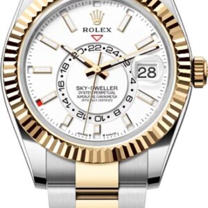 Sky-Dweller Intense White Dial Fluted Bezel Men's Watch 336933-0005