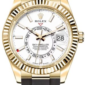 Sky-Dweller White Dial 18k Yellow Gold Men's Watch 336238-0003