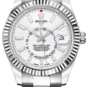 Sky-Dweller White Dial Fluted Bezel Men's Watch 326934-0001