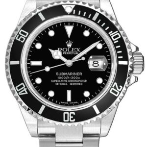 Submariner Date 40mm Oystersteel Black Dial Men's Watch 16610