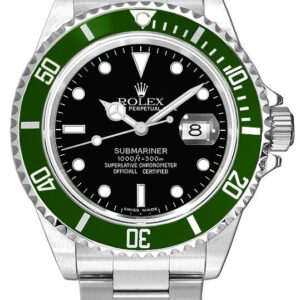Submariner Date Stainless Steel Kermit Black Dial Men's Watch 16610LV