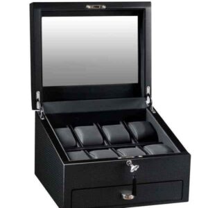 volta 8 carbon fiber watch box with extra storage compartment