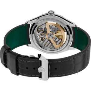 1908 platinum case black strap mens watch 52506 0003