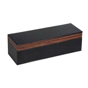 5 slot flip top carbon fiber watch box with wood grain trim