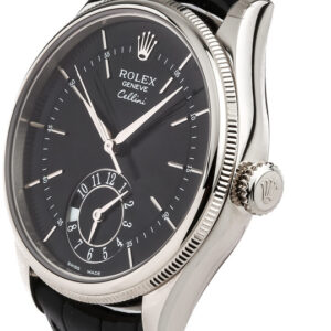 cellini dual time black dial 18k white gold mens watch 50529 0007