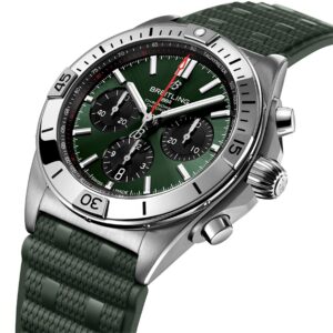 chronomat b01 42 green rubber strap mens watch ab0134101l2s1