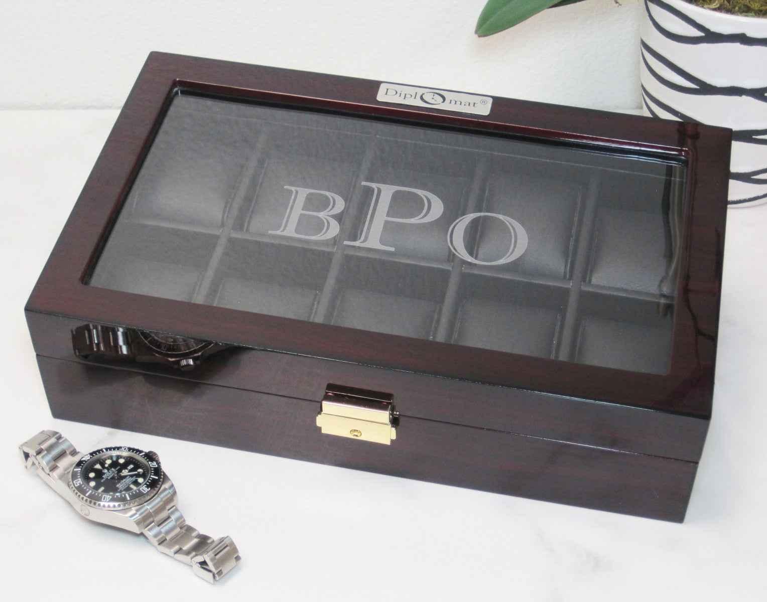 diplomat 10 piece ebony wood watch box 1 diplomat 10 piece ebony wood watch box 1