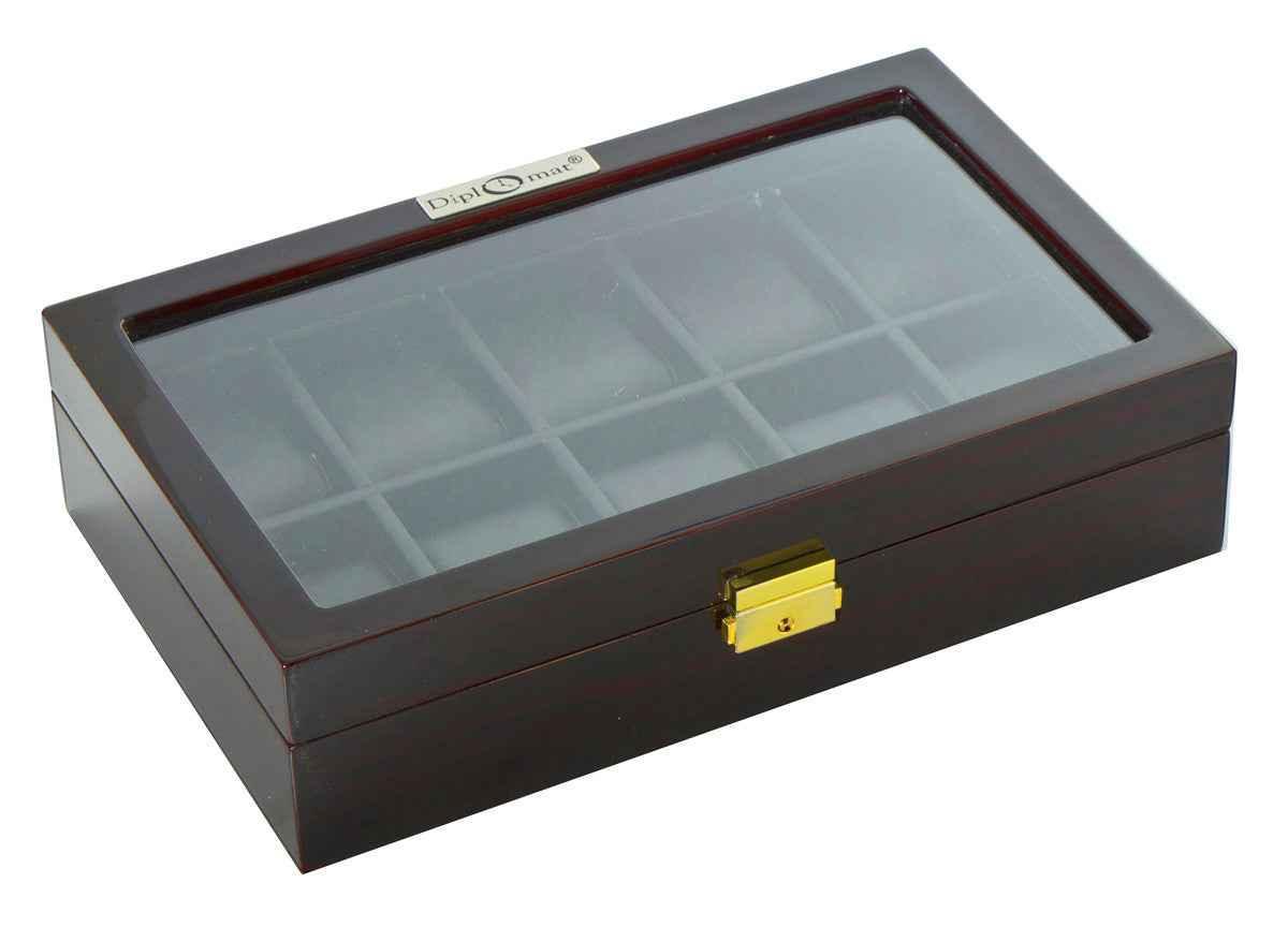 diplomat 10 piece ebony wood watch box diplomat 10 piece ebony wood watch box