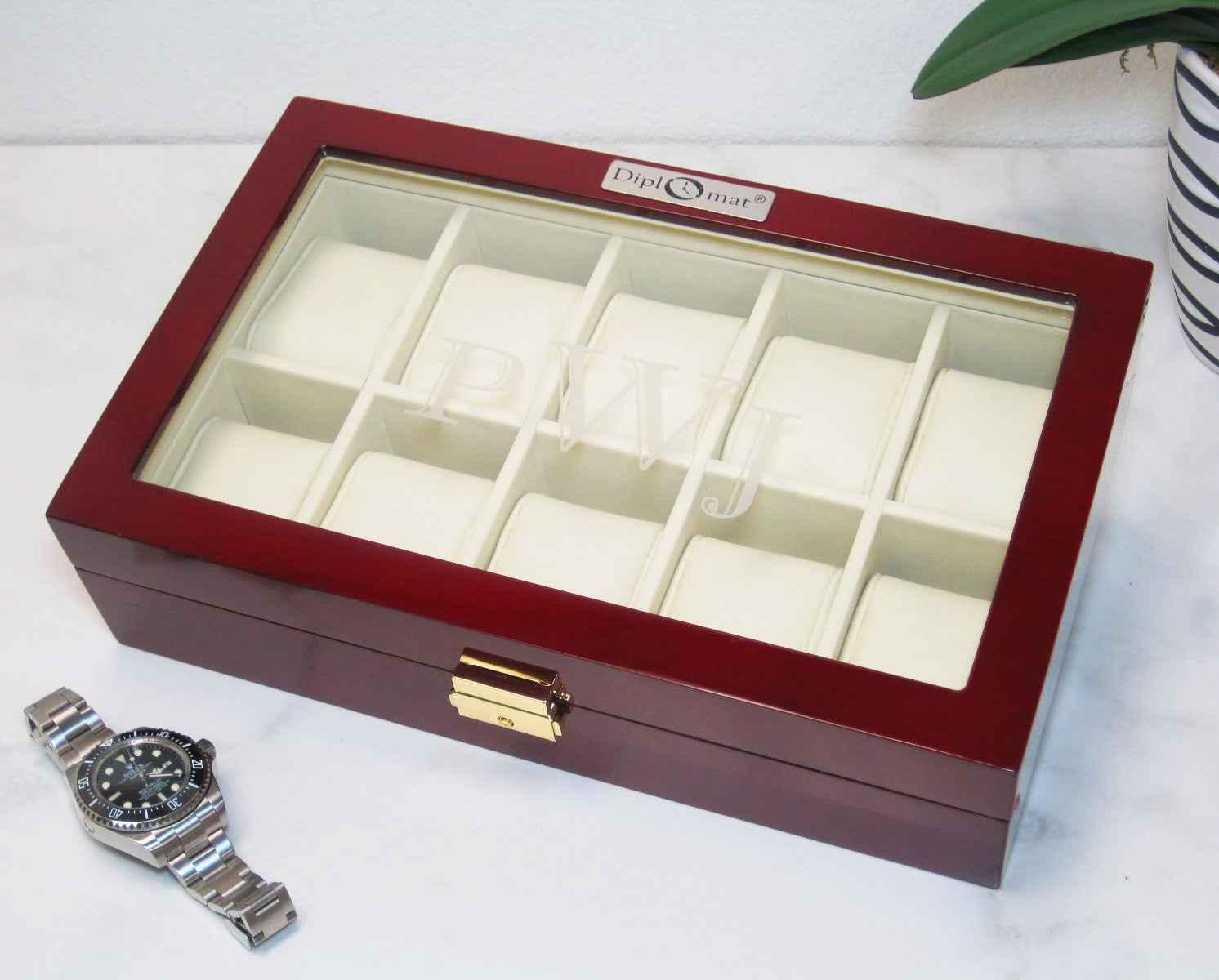 diplomat 10 piece rosewood watch box 1 diplomat 10 piece rosewood watch box 1