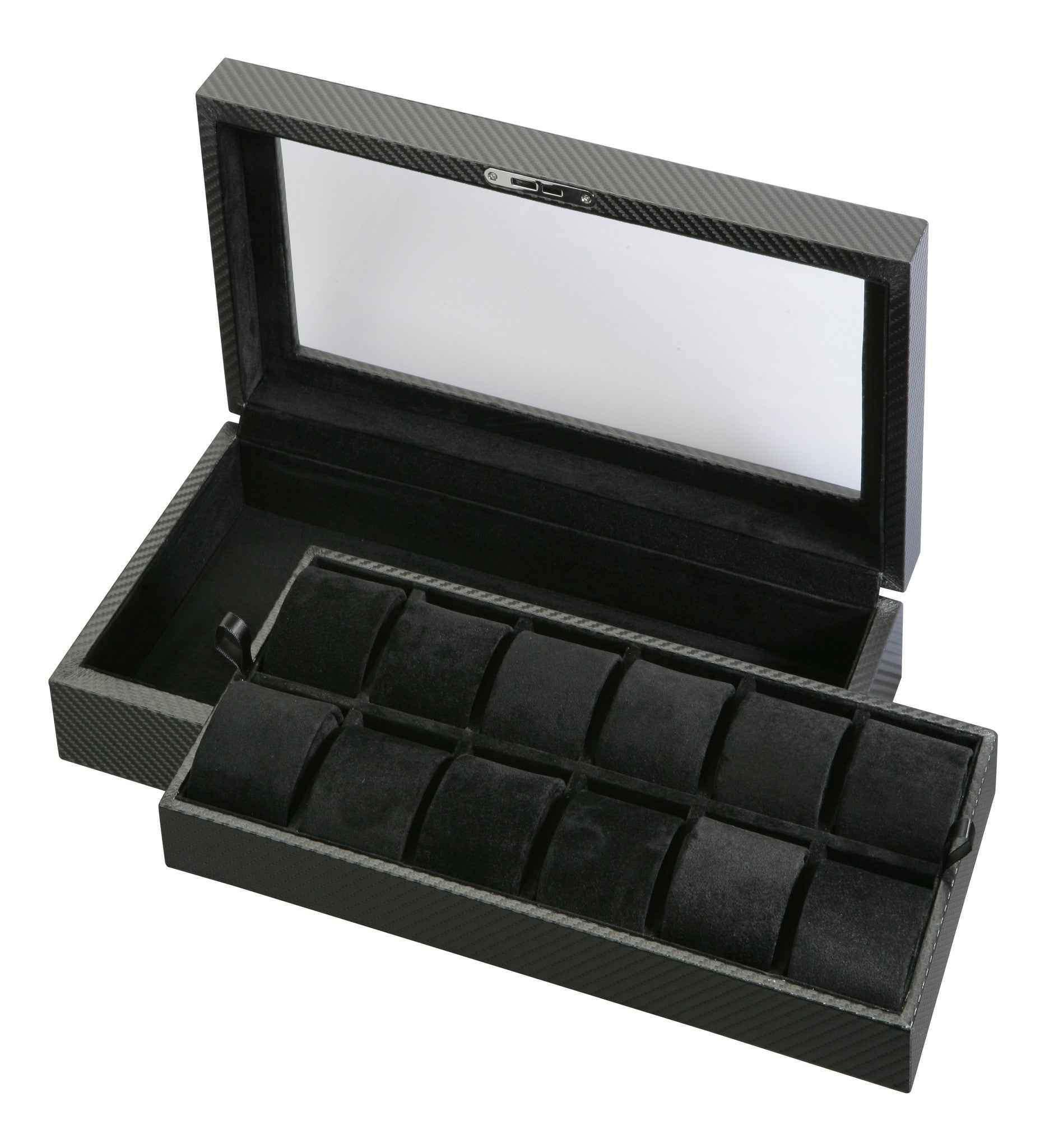 diplomat 12 piece carbon fiber watch box red accent stitching 1 diplomat 12 piece carbon fiber watch box red accent stitching 1