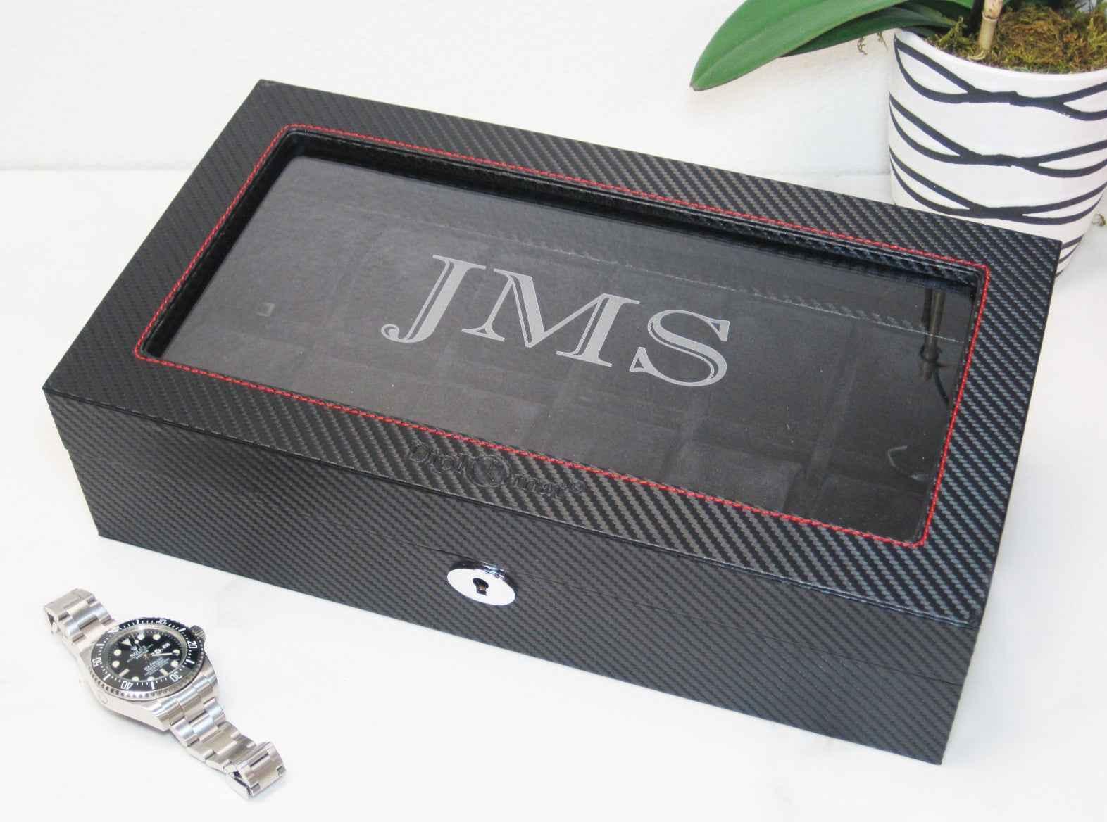 diplomat 12 piece carbon fiber watch box red accent stitching 2 diplomat 12 piece carbon fiber watch box red accent stitching 2