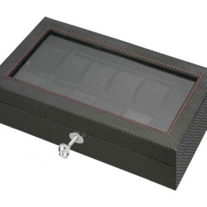 diplomat 12 piece carbon fiber watch box red accent stitching