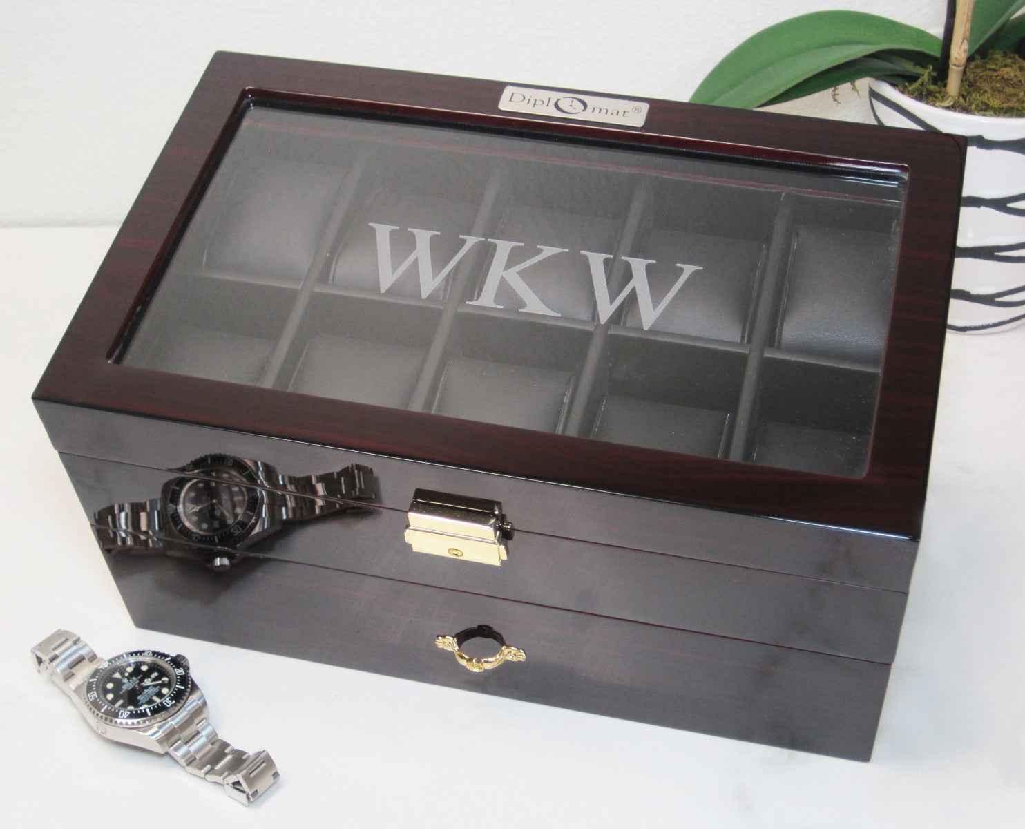 diplomat 20 piece dark ebony wood watch box 1 diplomat 20 piece dark ebony wood watch box 1