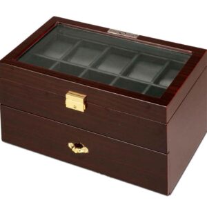 diplomat 20 piece dark ebony wood watch box