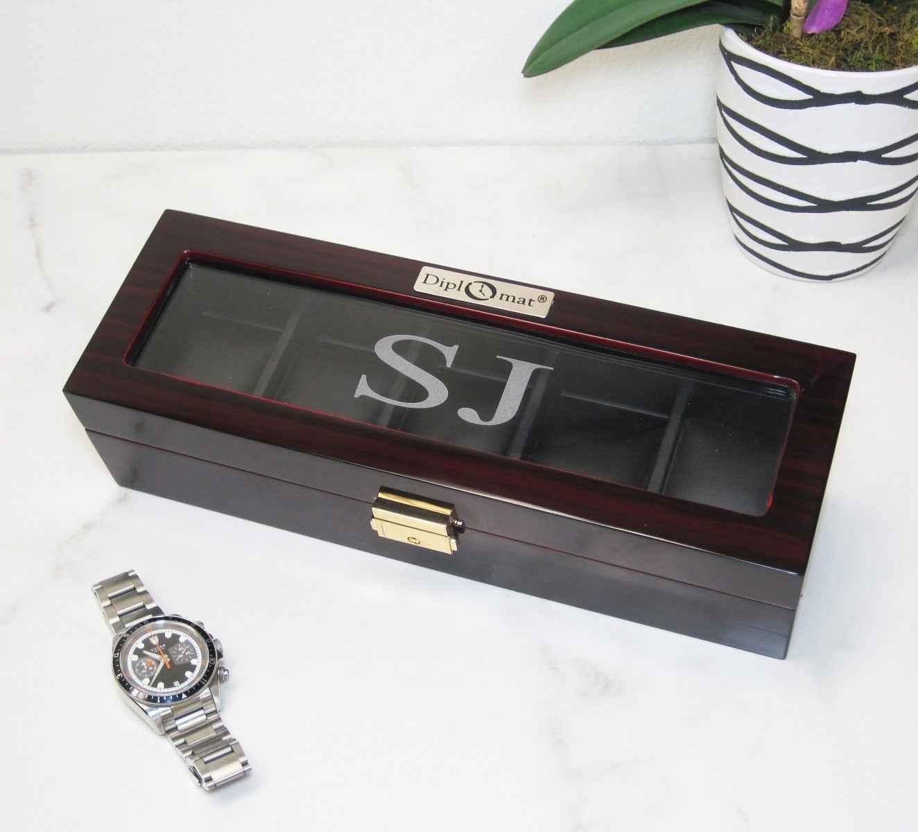 diplomat 5 piece glossy ebony wood watch box 1 diplomat 5 piece glossy ebony wood watch box 1