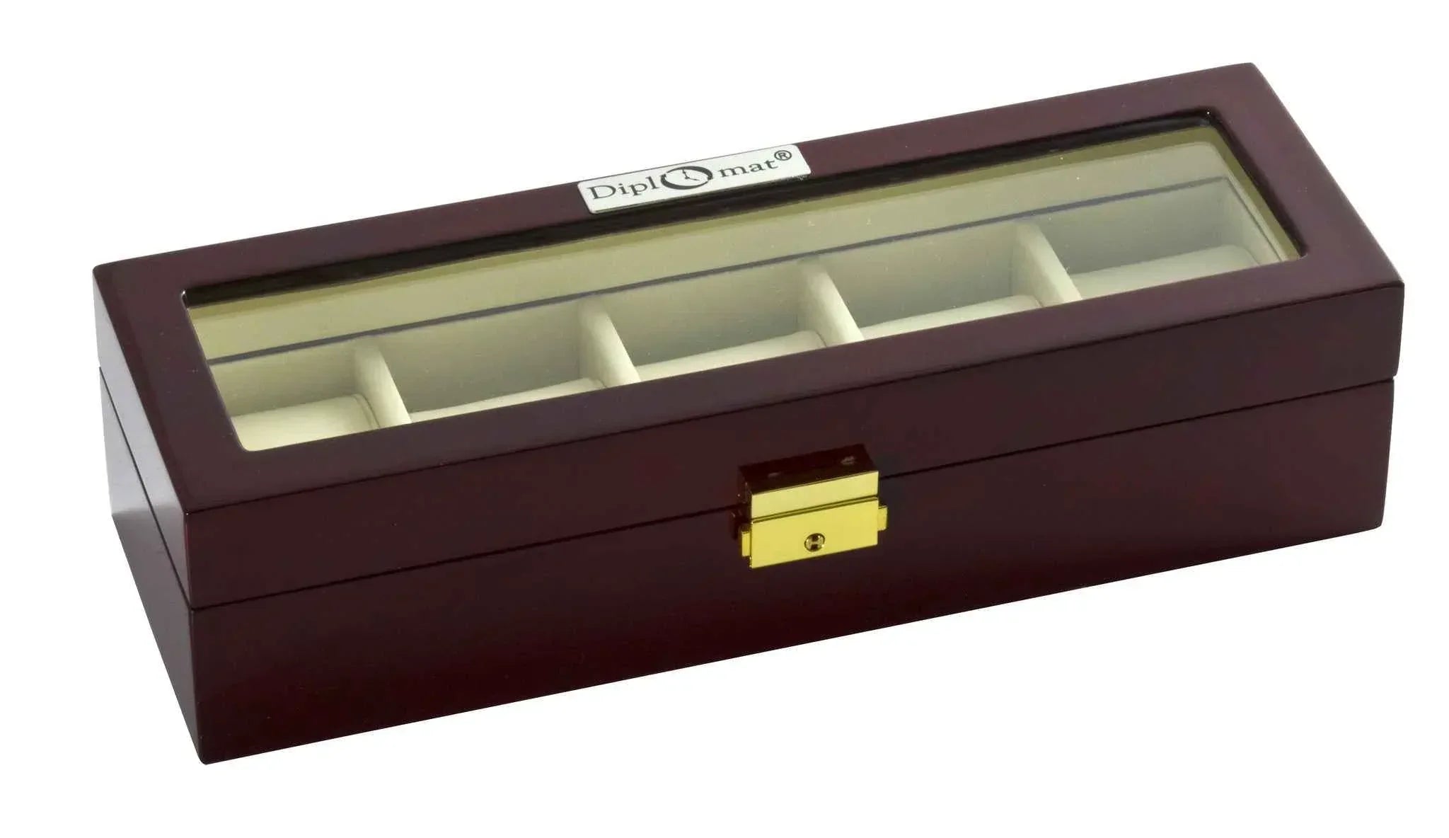 diplomat 5 piece glossy rosewood watch box diplomat 5 piece glossy rosewood watch box