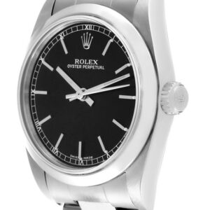 oyster perpetual 31 black dial steel womens watch 77080