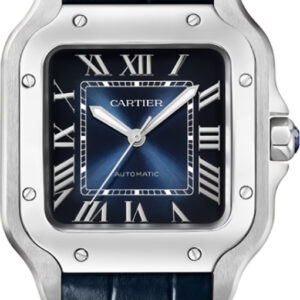 santos de cartier medium blue dial womens watch wssa0063