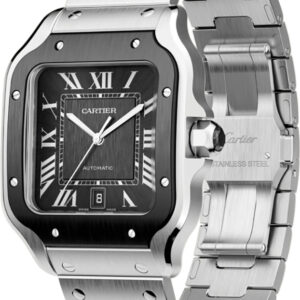 santos de cartier stainless steel automatic mens watch wssa0037